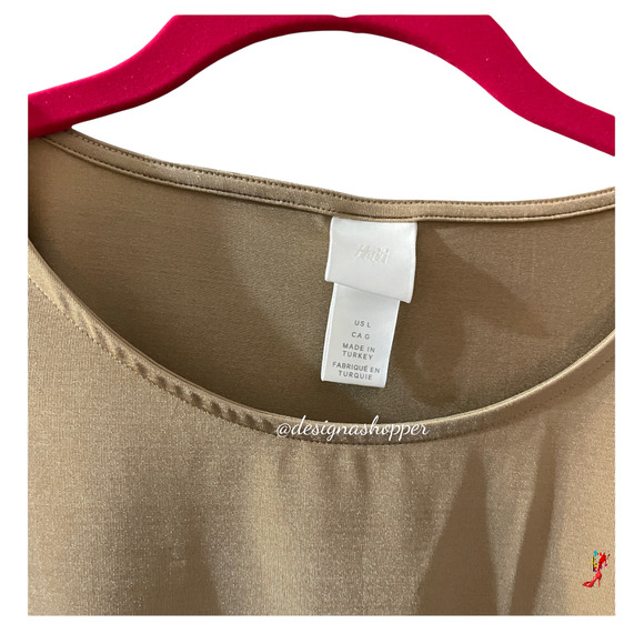 H&M Golden Caramel Top Flutter sleeves Size Large - Picture 2 of 7